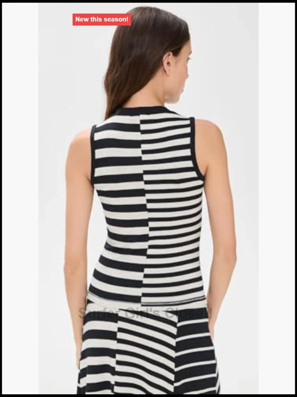 Women's Mixed Stripe Knit Tank Top Sleeveless Crew Neck Pullover Lightweight